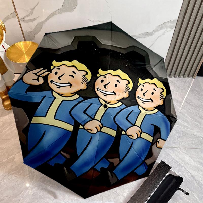 NUKA-BOMBS Fallout Umbrella with Automatic Open/Close & Self-8-Rib Heavy-Duty Umbrella, Compact Travel Umbrella Suitable for Outdoor