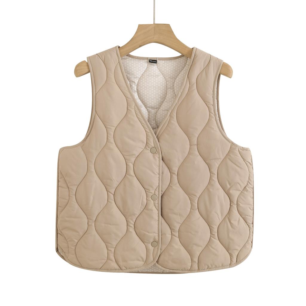 New Middle-aged and Old Mothers Wear Down Cotton Vests, Women's Autumn and Winter Velvet Thermal Vest, and Wear a Vest Jacket.
