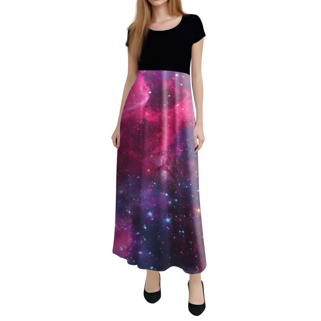 Женские модные повседневные свободные платья с круглым вырезом и коротким рукавом