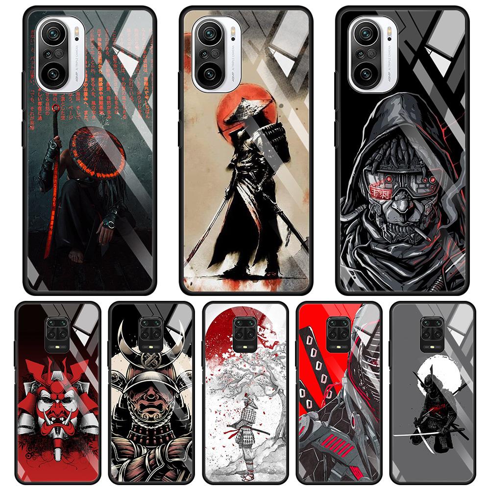Чехол из закаленного стекла для Xiaomi Redmi Note 10 Pro Max 9 9s 7 8t 8 K40 K30 Pro Plus 9t 9c 8a 9a, чехол для телефона, японский самурайский арт