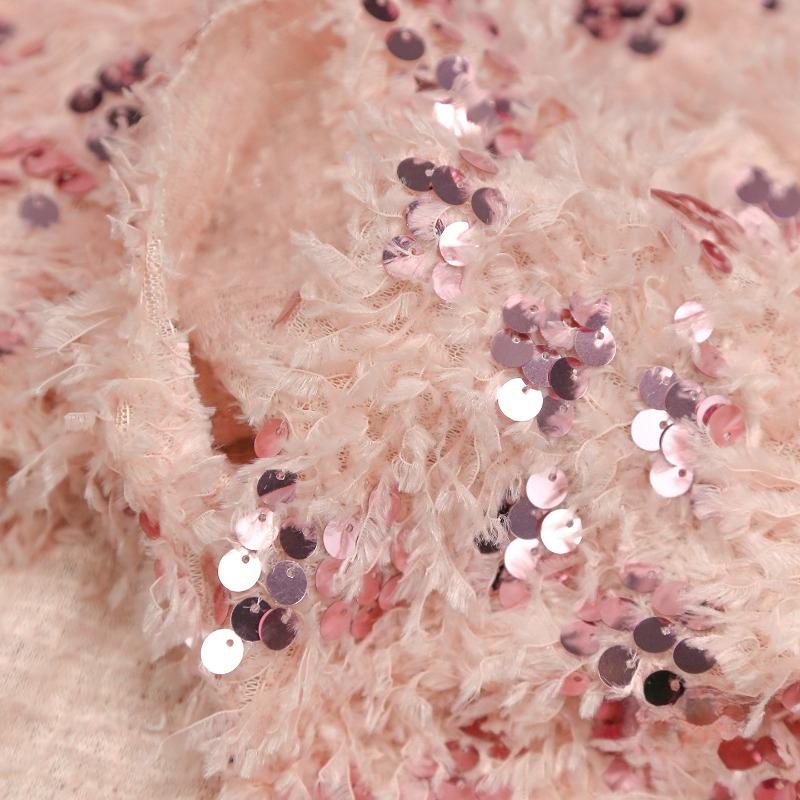 50x155см Ткань с вышивкой пайетками и бахромой из перьев для вечернего платья Креативной одежды Рукоделие DIY Шитье Кружевная вышитая ткань