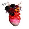 Skull Base Ornament Hand Holding Human Heart Organ Vase Gothic Anatomical Shaped Planter Spooky Halloween Desktop Flower Pot for Living Room