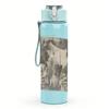 1PC Faded building monochrome sketch print 750ml colorful plastic sports water bottle leakproof pop up lid with straw for outdoor work home use