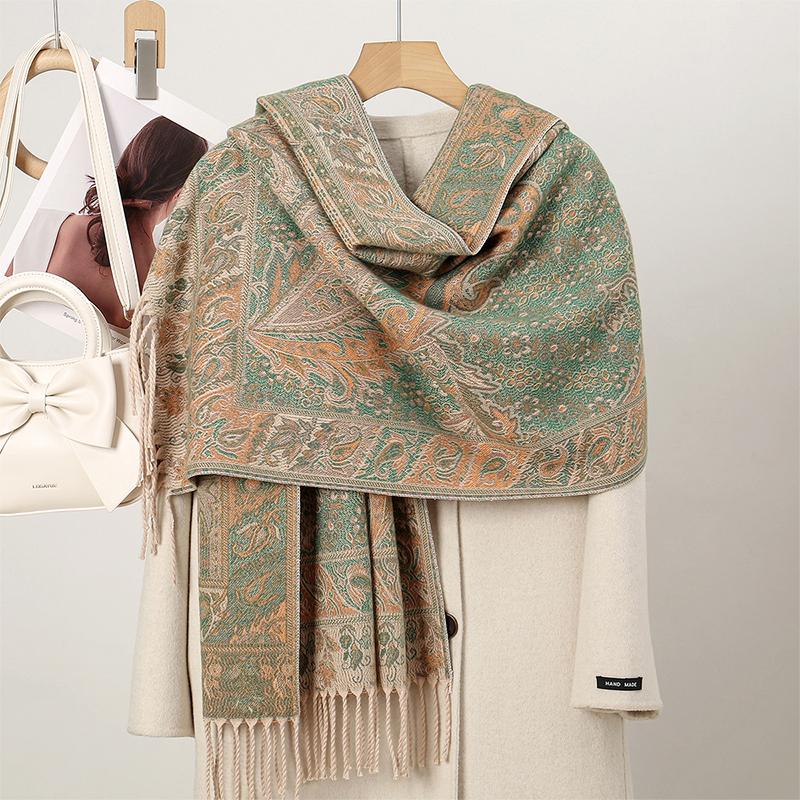New Shawl Warm Winter Scarf Hijab Women Print Paisley Cashmere Pashmina Thick Wrap Head Neck Foulard Luxury Blanket Echarpe
