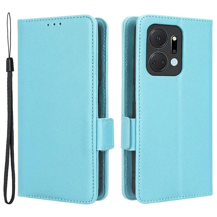Leather Cell Phone Cover For Honor X7a 5G / Play7T 5G Wallet Stand Litchi Texture Shockproof Flip Phone Case