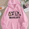 Женские свободные толстовки с принтом коровы из мультфильма, блузки, толстовки, повседневные свитера с длинным рукавом