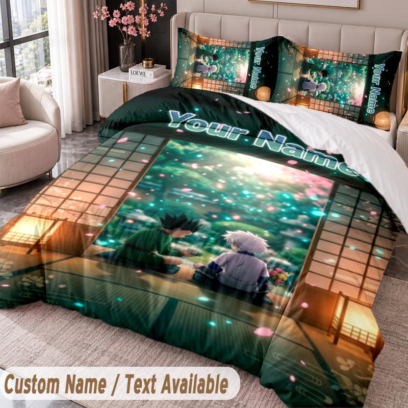 Custom Name Text 3Pcs Bedding Set Hunter × Hunter Duvet Cover And Two Pillowcases