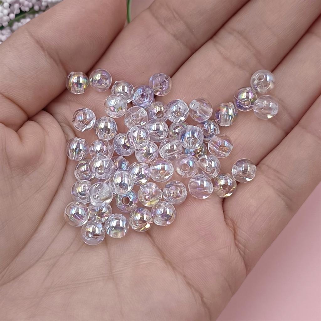 Акриловые материалы ручной работы 6-10 мм, ожерелья в форме сердца для серег, круглые ювелирные изделия, цветные AB, 20/50 шт., аксессуары для звездных бусин