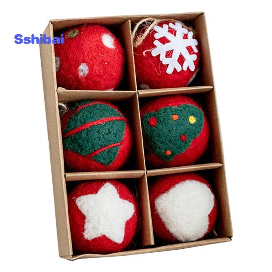 6/36 шт. 3/5 см Рождественский фетровый шар Снежинка Снеговик сплошной цвет небьющиеся многоразовые праздничные украшения Рождественская елка подвесной шар орнамент кулон