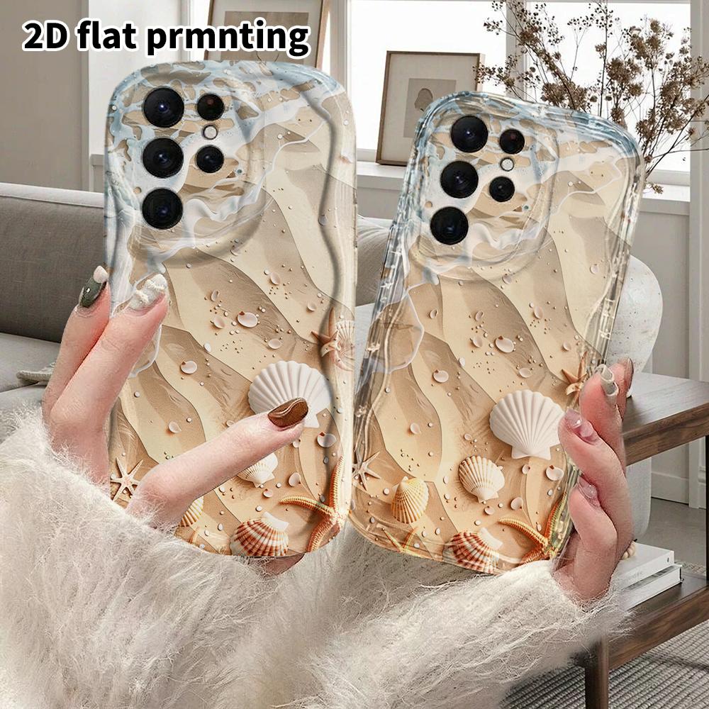 Phone Case: 2D Flat Samsung Galaxy A34 A35 M05 M06 S20 S22 S21 FE Plus 5G Protective Case, Couples Style, Shell Waves, Christmas and Halloween Gift