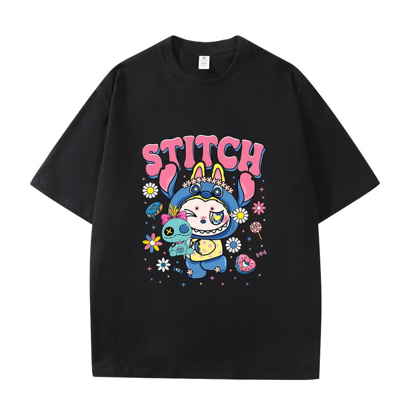 D06-34 MINISO 2026 Summer High-quality Printed Pure Cotton Shoulder Style Men's and Women's Round Neck Short Sleeved Couple T-shirt