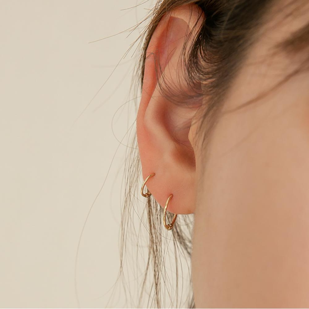 Серьги-кольца Lunne 14K Daily One-Touch (14-каратное золото) #Er01