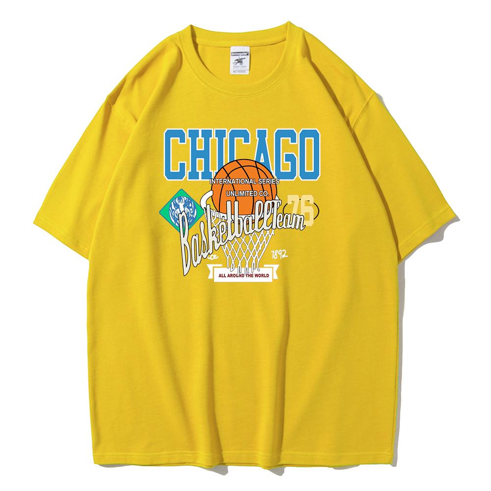 Женская летняя футболка из мягкого хлопка с принтом Chicago Basketball Club 76, уличная одежда, бренд, короткий рукав, дышащая, оверсайз