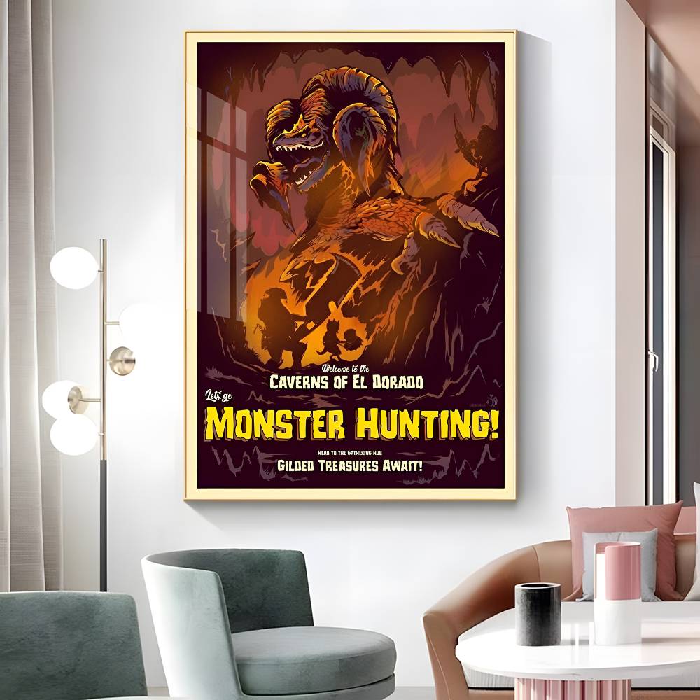 1 шт. Игровой плакат-наклейка M-Monster Hunter, водостойкая печать, настенное искусство для гостиной, спальни, домашний декор