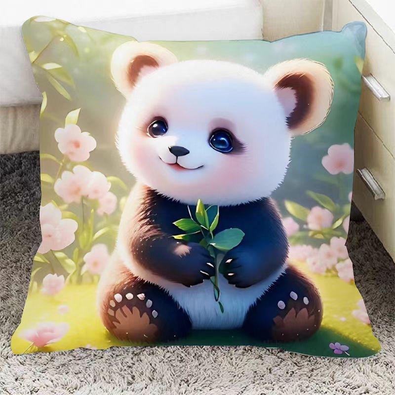 Квадратная наволочка с пандой, милая подушка, чехлы для диванных подушек, поясничная подушка для дома