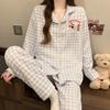 Air cotton sandwich pajamas women's autumn and winter long-sleeved cute dachshund dog polka dot warm loungewear set
