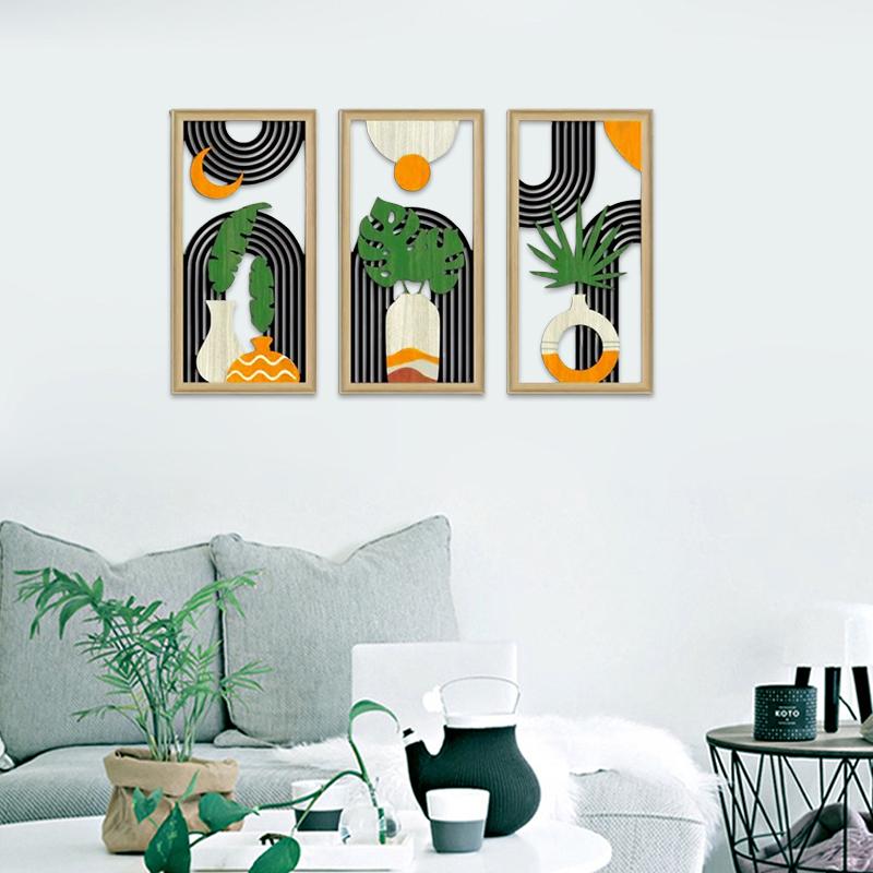 Дизайн 1 шт./3 шт. с вазами, настенное украшение для спальни, полая поделка в стиле фермерского дома, гостиная, искусственное дерево, бохо