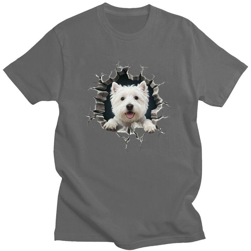 Breaking Through West Highland White Terrier T Shirt Men 100 Cotton Tshirt Leisure Westie Dog Lover Tees Streetwear Tshirts