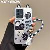 KEYSION Милый мультяшный чехол с ушками для VIVO V23 5G со шнурком Мягкий силикон+ПК Противоударная задняя крышка для телефона VIVO V23 5G