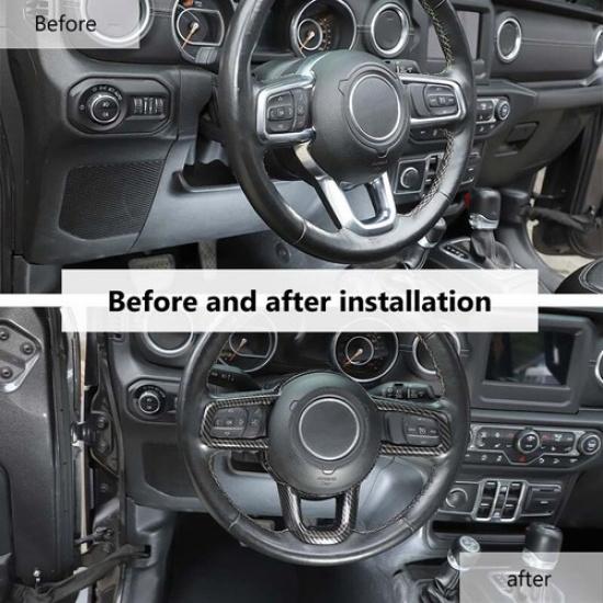 Комплект накладок на рулевое колесо из углеродного волокна для Jeep Wrangler JL JT 2018-