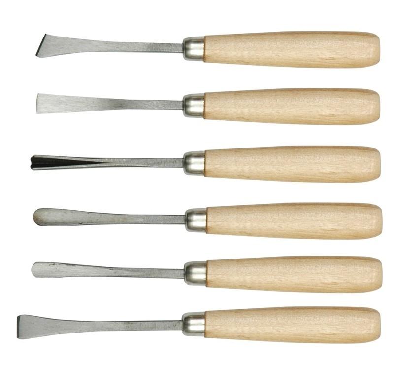 Woodcarving chisels with wooden handle, set of 6, 25700 VOREL