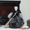 Cute Witch Doll Realistic Halloween Witch Pendant Halloween Broom Witch Decoration  Haunted House
