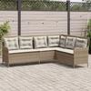 VidaXL Garden Sofa with Cushions L-shaped Beige Braided Resin, Outdoor Sofa, L-shaped Outdoor Sofa, 369004