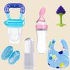Baby Feeding & Care Combo – Spoon Bottle Feeder, Fruit Feeder, Teether, Cleaning Brush & Silicone Bib Set