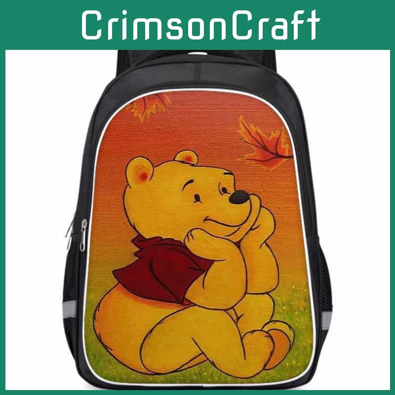 Winnie The Pooh Large Capacity Lightweight 3d School Backpack For Kids And Students Unisex Oxford Fabric