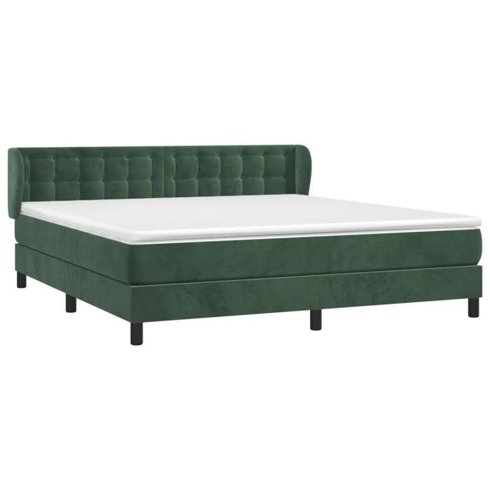 3127748 vidaXL Divan Bed and Mattress Dark Green 180x200cm Velvet