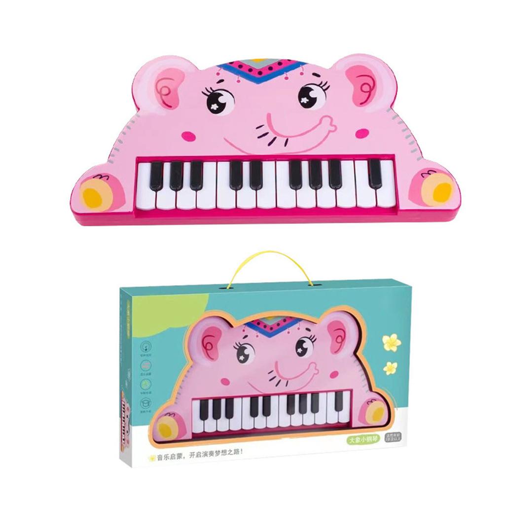 Piano Keyboard for Kids Cartoon 22 Keys Early Educational Animal Toddler Electronic Piano Toys Elephant Style