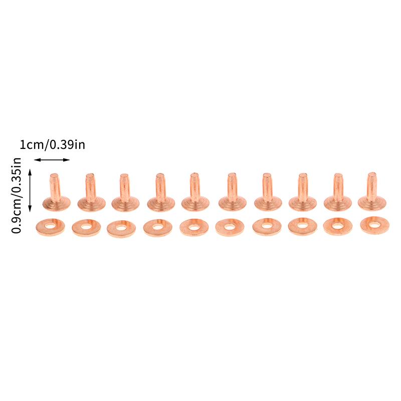 10 комплектов медных заклепок для кожи, фиксируемых заклепками, с шайбами-заусенцами для самостоятельной фиксации заклепками, винтажные кожаные изделия