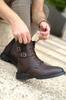 Men's Fashion Faux Leather Flat Heeled Bootie Falcn Benny Double Buckle Belted Boots Boots Shoes