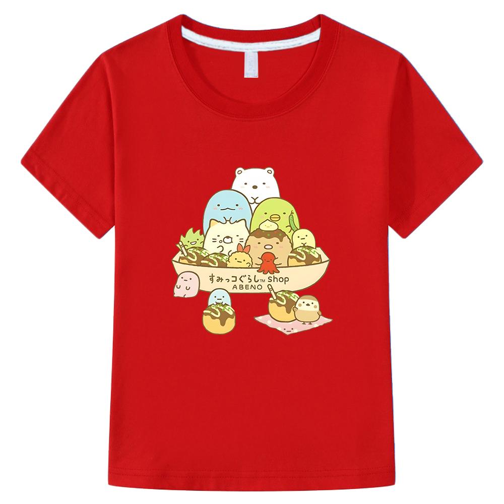 Футболки Sumikko Gurashi Детская летняя одежда Футболки с мультяшным принтом Футболки для мальчиков и девочек Аниме футболки Хлопковый топ