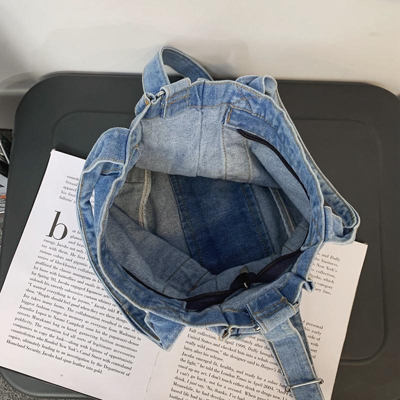 Портативная джинсовая сумка, женская сумка на плечо, студенческая сумка через плечо, большая ручная сумка