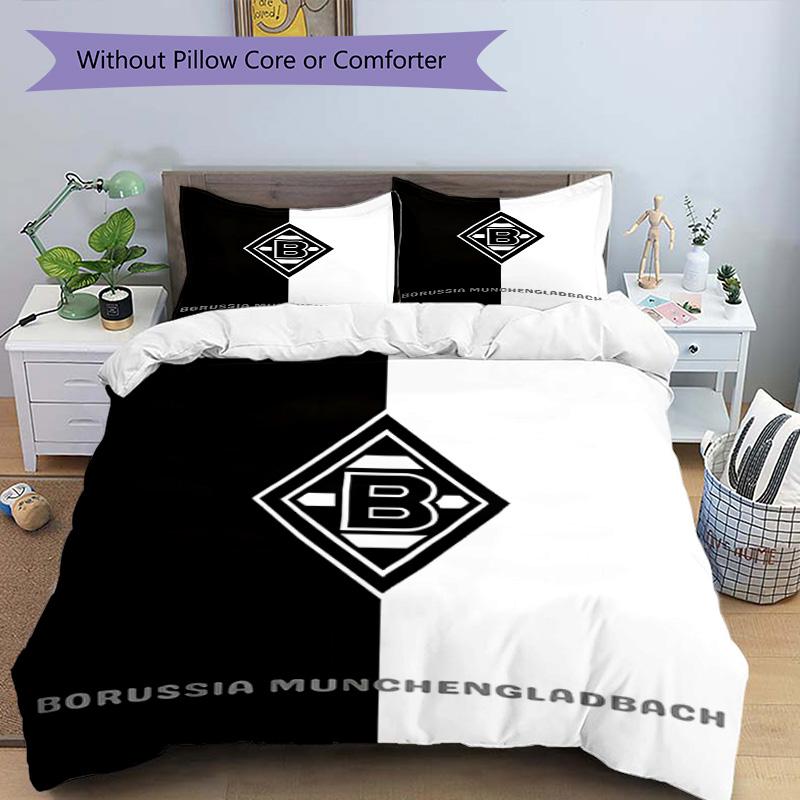 3pcs Duvet Cover Set (1*Duvet Cover + 2*Pillowcase, Without Core), Borussia Monchengladbach Print Bedding Set, Bedroom Decor, All‑Season, Birthday Gif