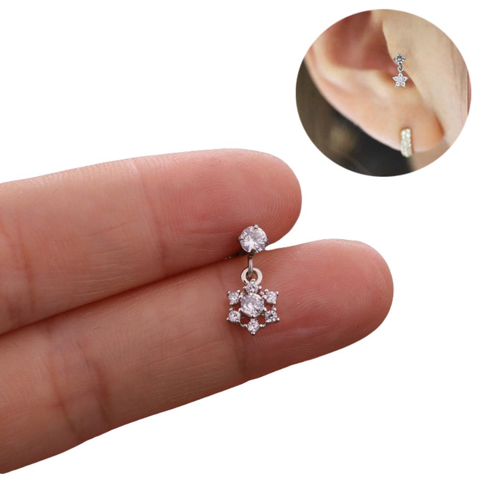 1 шт., женские серьги-гвоздики со звездами и цветами из кубического циркония