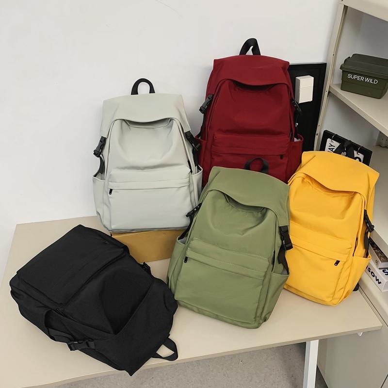Однотонный школьный рюкзак в студенческом стиле для мужчин, легкий водонепроницаемый рюкзак для женщин, школьный рюкзак для поездок на работу
