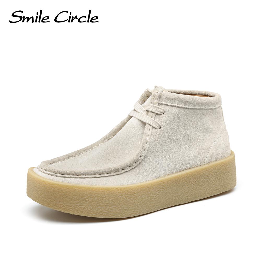 Женская обувь из коровьей замши на массивном каблуке, туфли с круглым носком и шнуровкой на толстой подошве, удобные повседневные женские туфли на плоской подошве