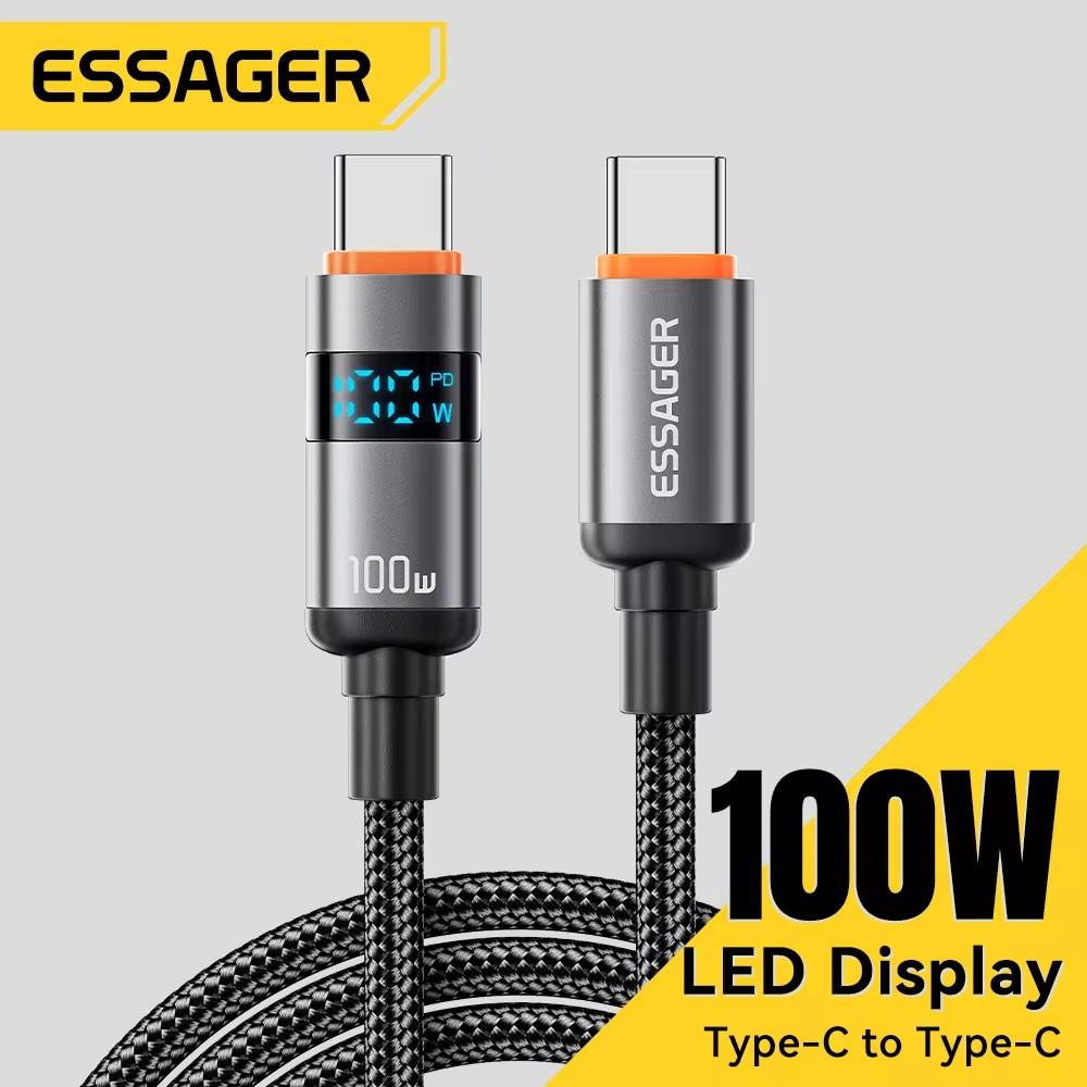 Essager Digital Display USB Type C - USB C кабель для Huawei mate60 100 Вт быстрая зарядка зарядное устройство провод шнур для Macbook pro Xiaomi