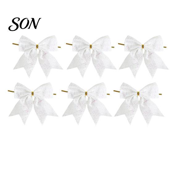 Luxury Style Christmas Tree Toppers Glitter Bow, Gold Sparkling Ribbon Hanging Ornament for Bow Decorations Wreath Gift Box, Festive