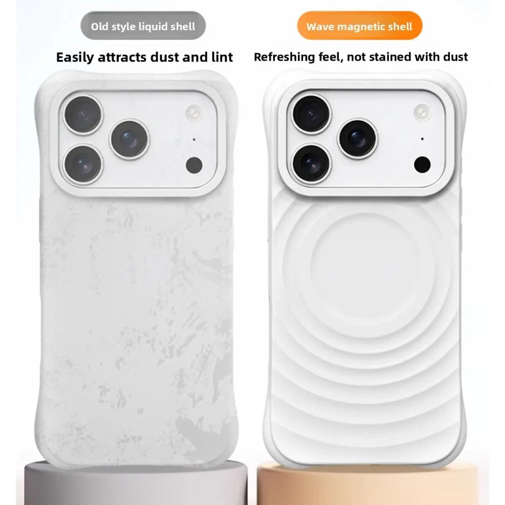 Магнитный Чехол Для Телефона Для iPhone 17Pro Air 16 15 14 17 Pro Max Чехол Для Magsafe Беспроводной Зарядки Силиконовый Мягкий Чехол Волна