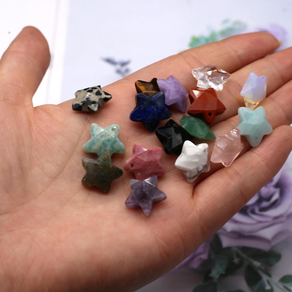 1 шт., кулон с кристаллами для исцеления Boho Reiki, подвески из натурального камня аметиста в виде пентаграммы для изготовления ювелирных изделий, рождественские подарки своими руками 15x15 мм