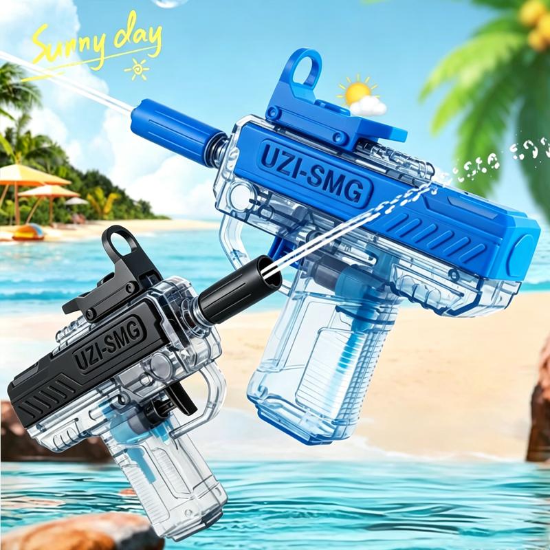 Прозрачный ручной водяной пистолет UZI, дальнобойный, высокое давление, бластер-брызгалка, легкое наполнение, летняя игрушка для водных сражений в бассейне и на пляже, подарок на вечеринку