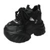Women Leather Sneakers Spring Lace-up High Platform Chunky Shoes Breathable Walking Shoes 10CM Wedge Heels Casual Sports Shoes