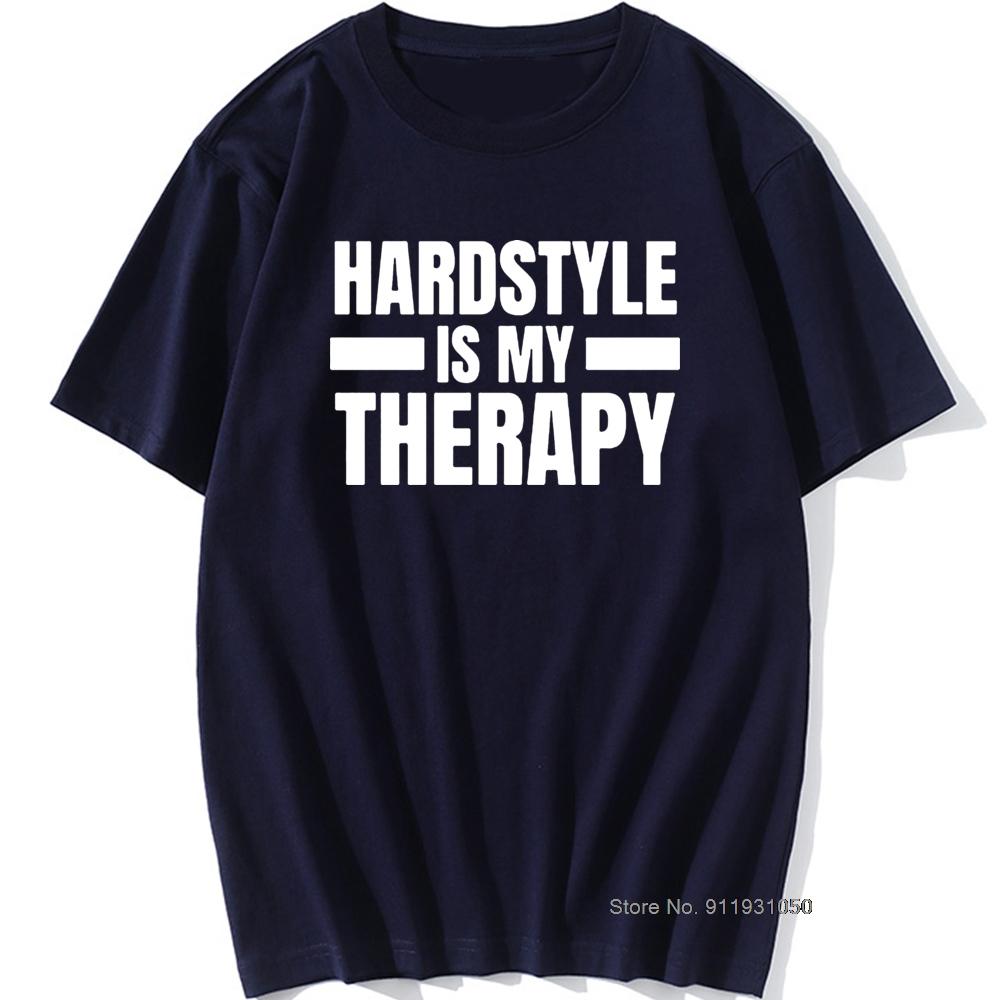 Крутая футболка Hardstyle Is My Therapy Мужская с круглым вырезом Музыка Хардкор Танцы DJ Вечеринка Футболка для мужчин Винтажный Хип-хоп