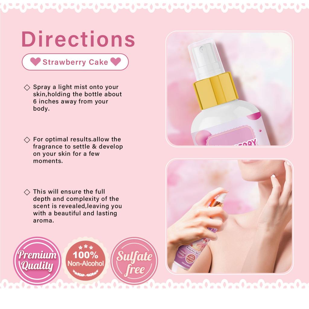 Спрей с клубничным молоком можно использовать как увлажняющий спрей для ухода за волосами или спрей для тела 120 мл