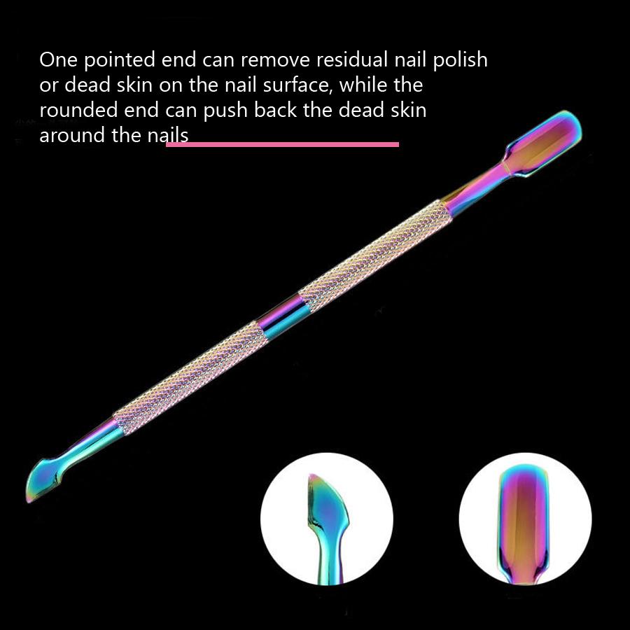 Holographic Stainless Steel Cuticle Pusher for Multi Function Remover Nail Care Manicure and Pedicure