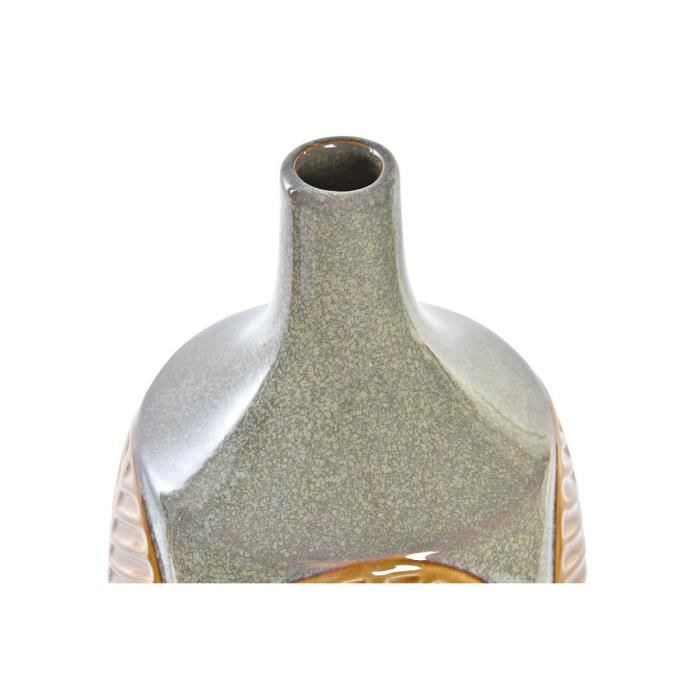 Vase Décoratif - Rose Marron - Grès - 26 Cm - Design Original En Forme De Feuille