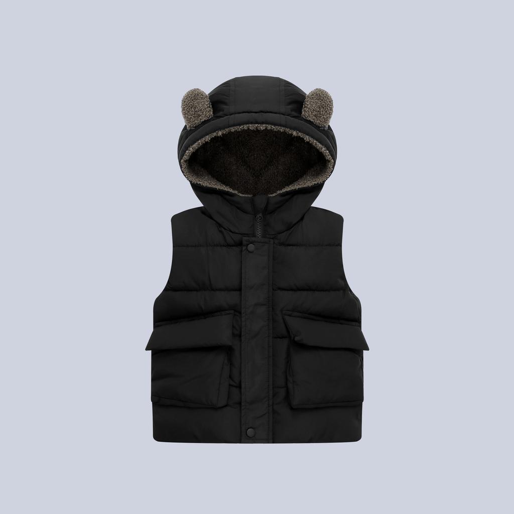 Toddler Hooded Vest with Bear Ears, Warm Padded Gilet for Boys and Girls, Autumn Spring Outfit, Age 1–6